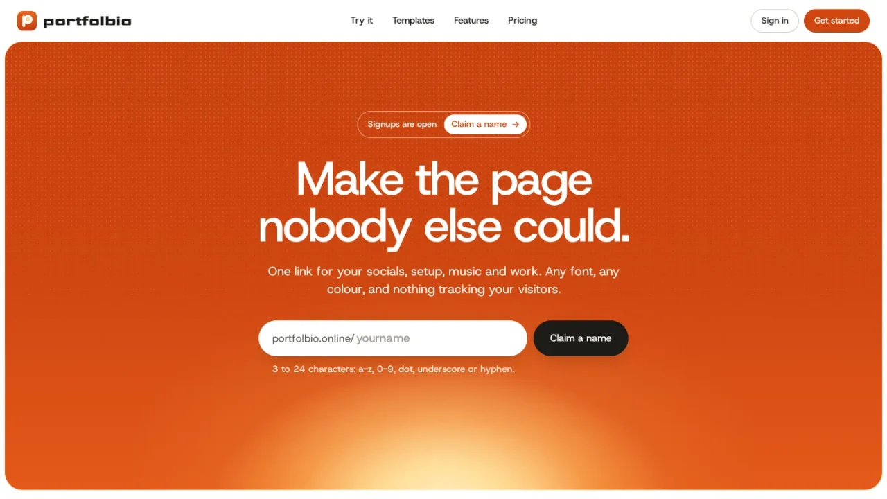 The portfolbio landing page: Make the page nobody else could.