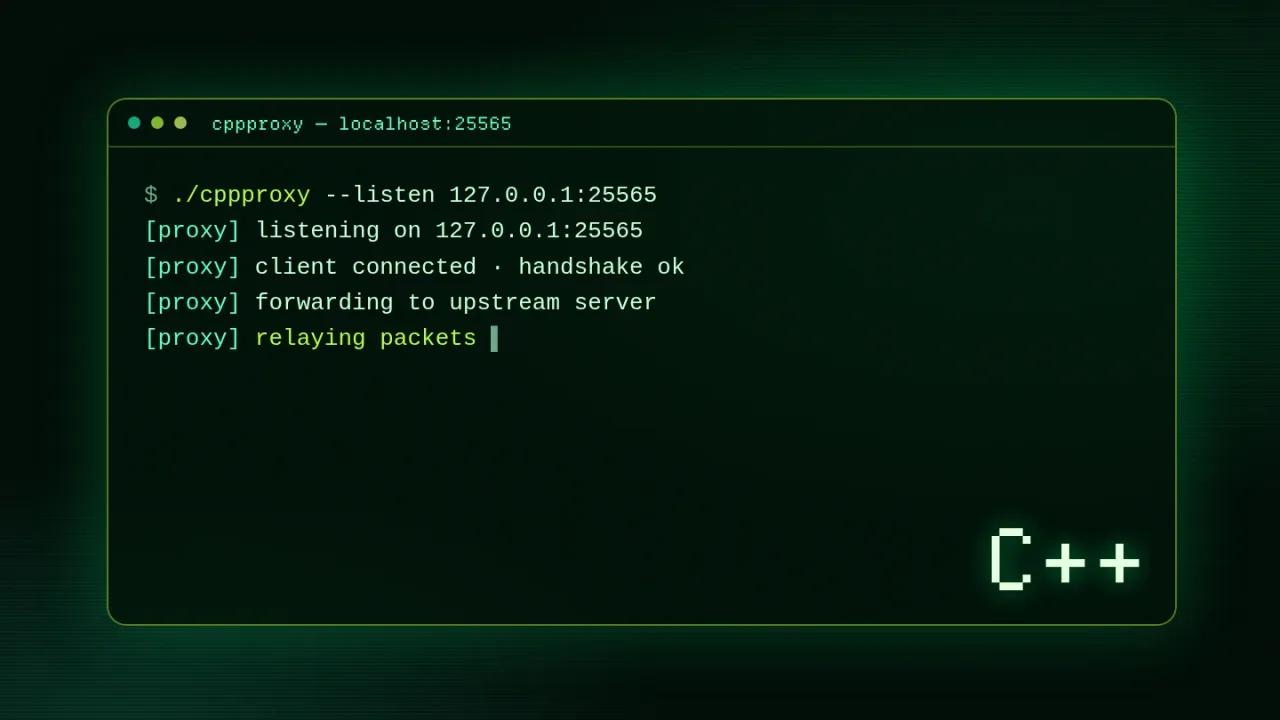 A terminal running cppproxy on localhost